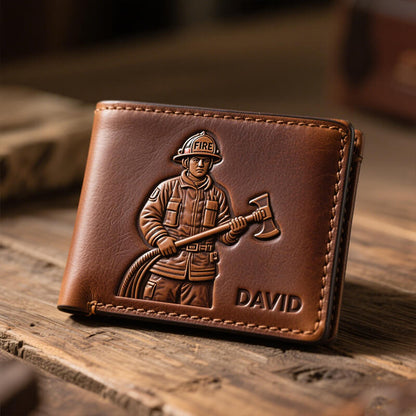 Personalized Firefighter Wallet Leather, Firefighter Retirement Gifts, Firefighter Graduation Gift, Firefighter Gift for Him