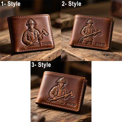 Personalized Firefighter Wallet Leather, Firefighter Retirement Gifts, Firefighter Graduation Gift, Firefighter Gift for Him