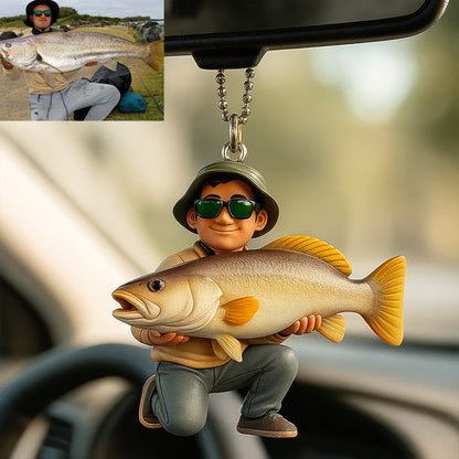 Personalized Fishing Lover Car Hanging Ornament – Custom Photo Gift For Fisherman