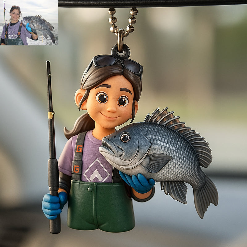 Personalized Fishing Lover Car Hanging Ornament – Custom Photo Gift For Fisherman