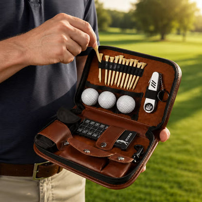 Personalized Classic Golf Pattern Golf Organiser Pouch and Golf Tools Set with Name Daily Use Father's Day Birthday Gift for Golf Lovers