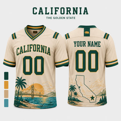 Personalized City State Football Jersey – Custom Name & Number All-Over Print Hybrid Mesh Jersey