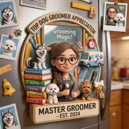 Personalized Dog Groomer Fridge Magnet With Custom Name – Dog Groomer Appreciation Gift