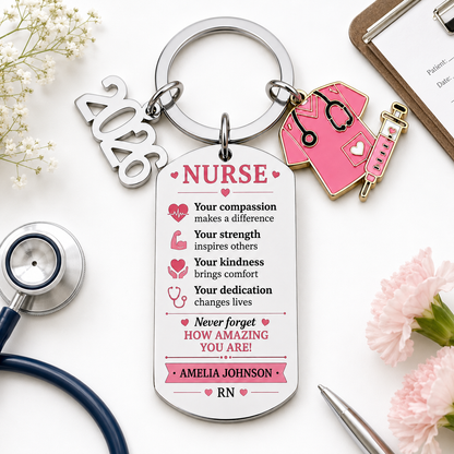 Personalized Nurse Appreciation Keychain – Custom Name RN Gift for Nurses, Nursing Graduates & Healthcare Heroes