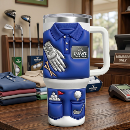 Capture The Spirit Of Golfing, Polo Shirt & Glove, 40oz Tumbler With Handle, Personalized Gift For Golfers And Golf Lovers