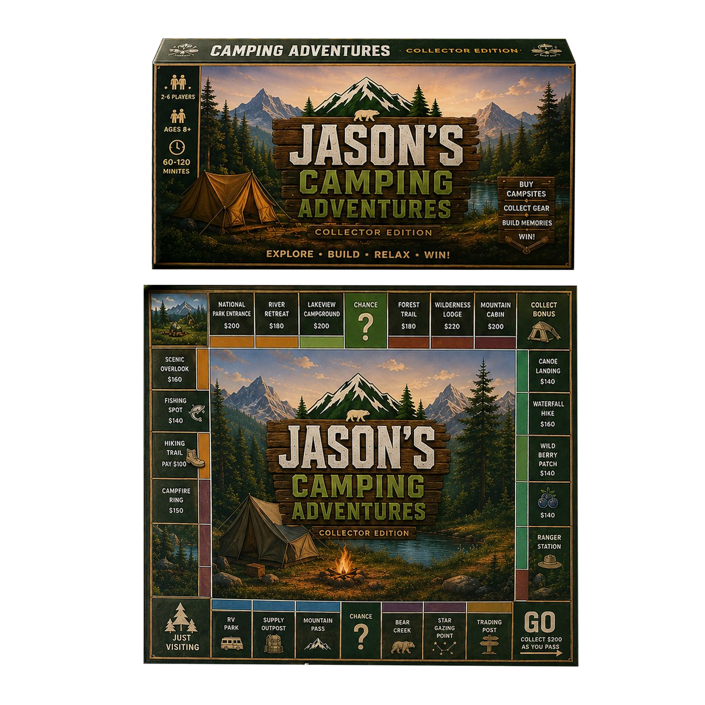 Premium Camping Collector’s Edition Board Game, Outdoor Adventure Strategy Game, Family Game for Camping Lovers & Game Night