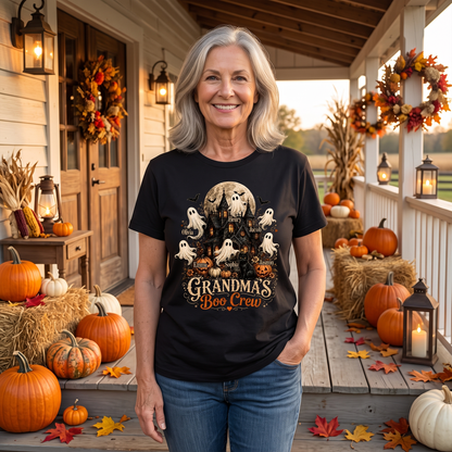 Grandma's Boo Crew Halloween Haunted House - Personalized Shirt - Gift for Grandma