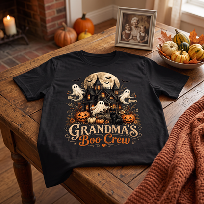 Grandma's Boo Crew Halloween Haunted House - Personalized Shirt - Gift for Grandma