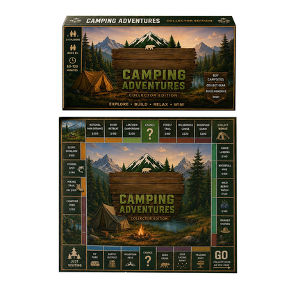 Premium Camping Collector’s Edition Board Game, Outdoor Adventure Strategy Game, Family Game for Camping Lovers & Game Night