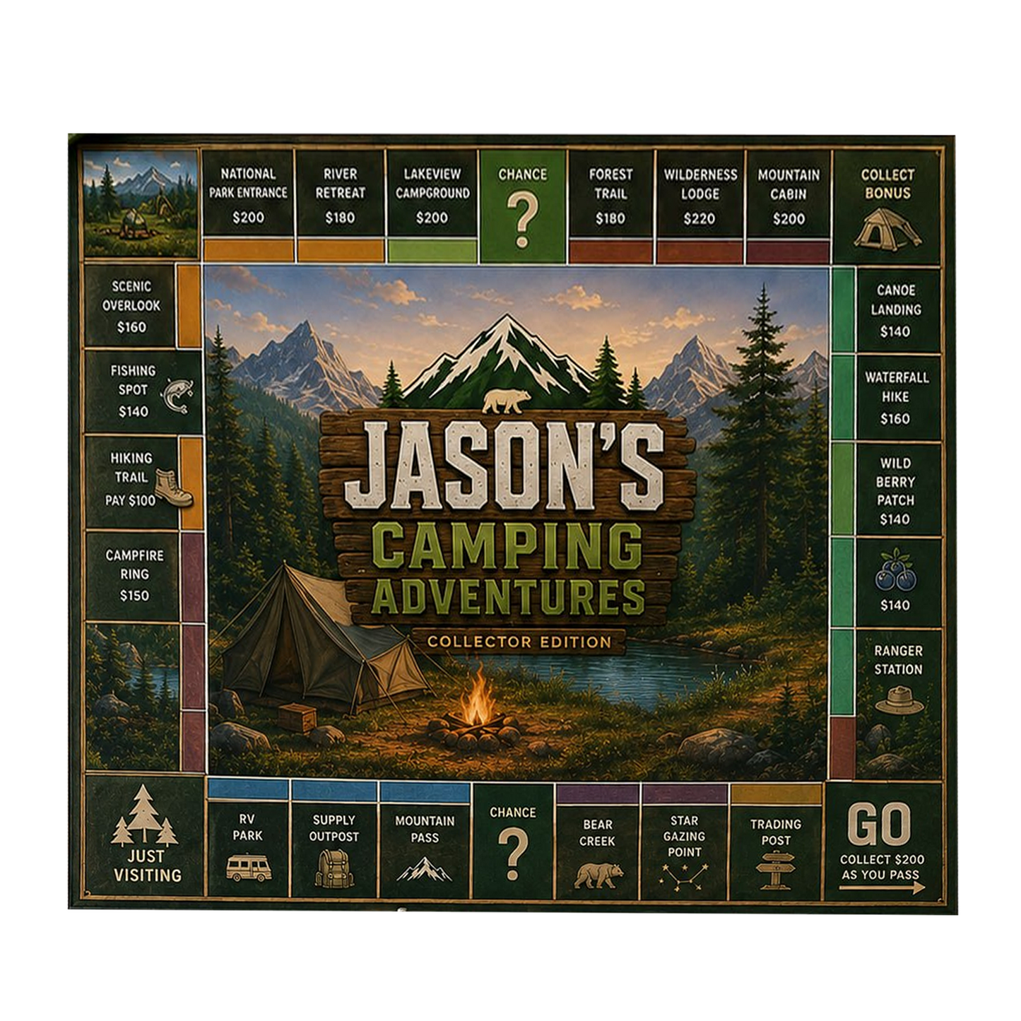 Premium Camping Collector’s Edition Board Game, Outdoor Adventure Strategy Game, Family Game for Camping Lovers & Game Night