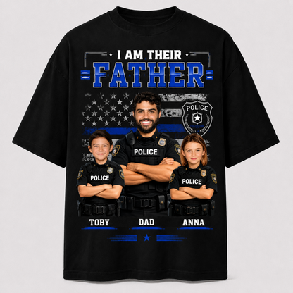 Personalized Police Dad Shirt – I Am Their Father Custom Photo T-Shirt, Father’s Day Gift for Police Officer Dad