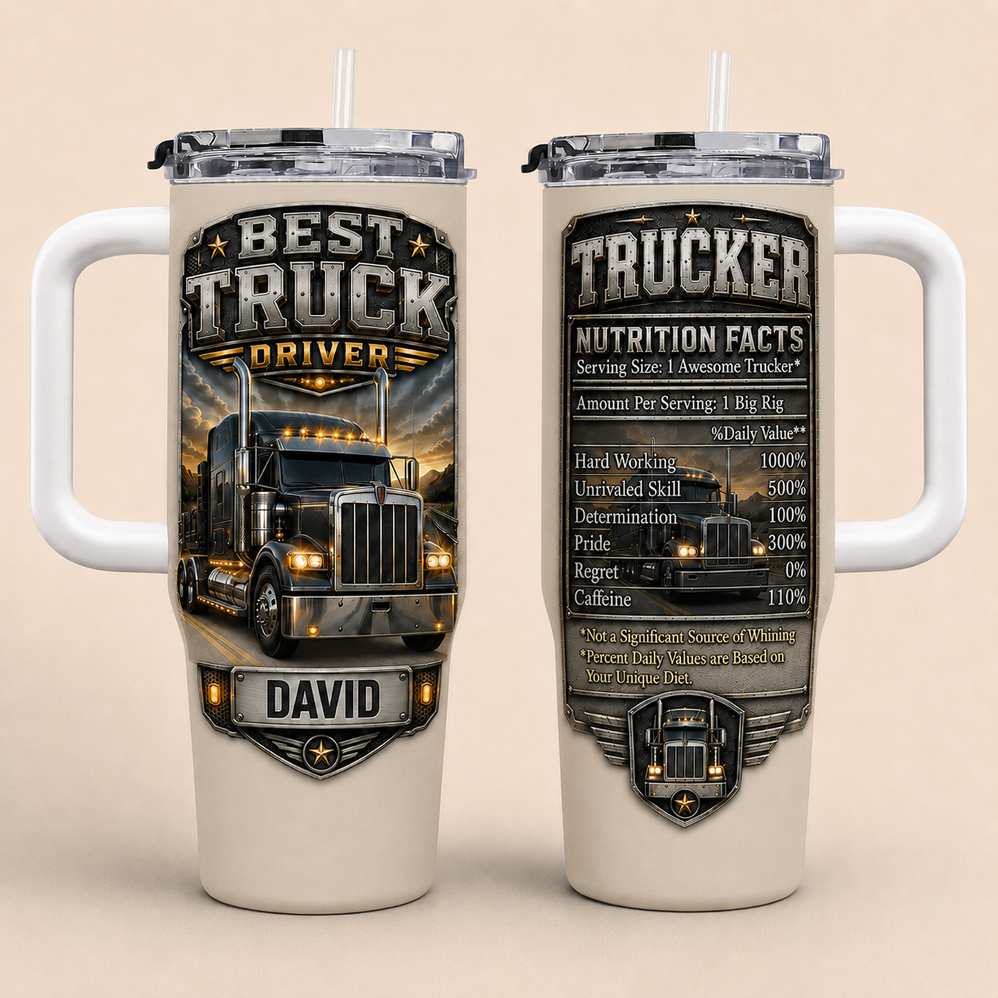 Best Truck Driver, Personalized 40oz Tumbler With Straw, Gift For Truck Drivers