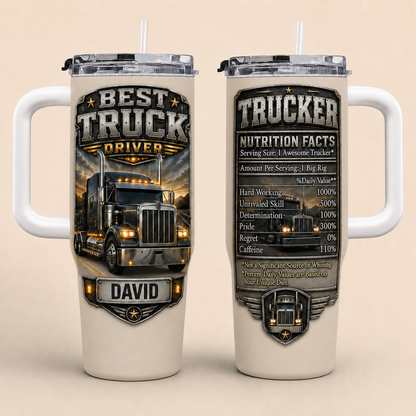 Best Truck Driver, Personalized 40oz Tumbler With Straw, Gift For Truck Drivers