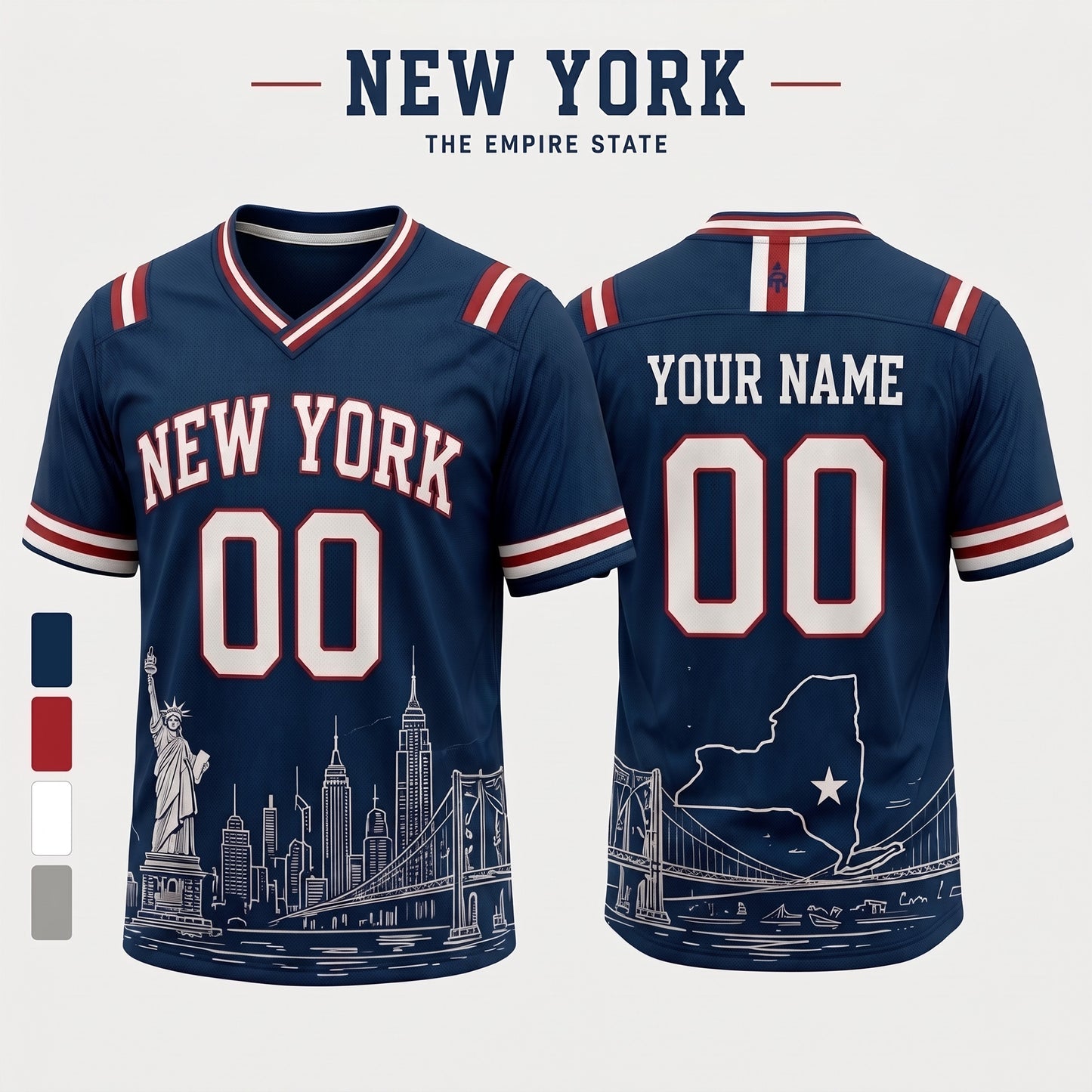 Personalized City State Football Jersey – Custom Name & Number All-Over Print Hybrid Mesh Jersey