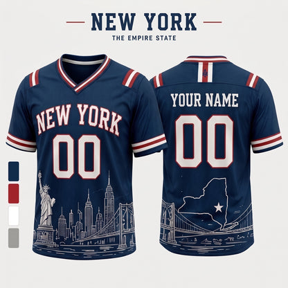 Personalized City State Football Jersey – Custom Name & Number All-Over Print Hybrid Mesh Jersey