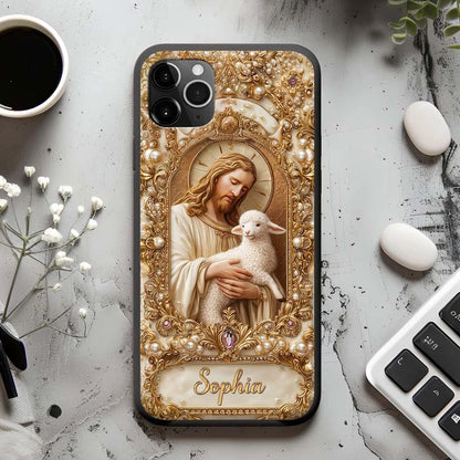 Custom Name Jesus Holding Lamb - Personalized Christian Phone Case