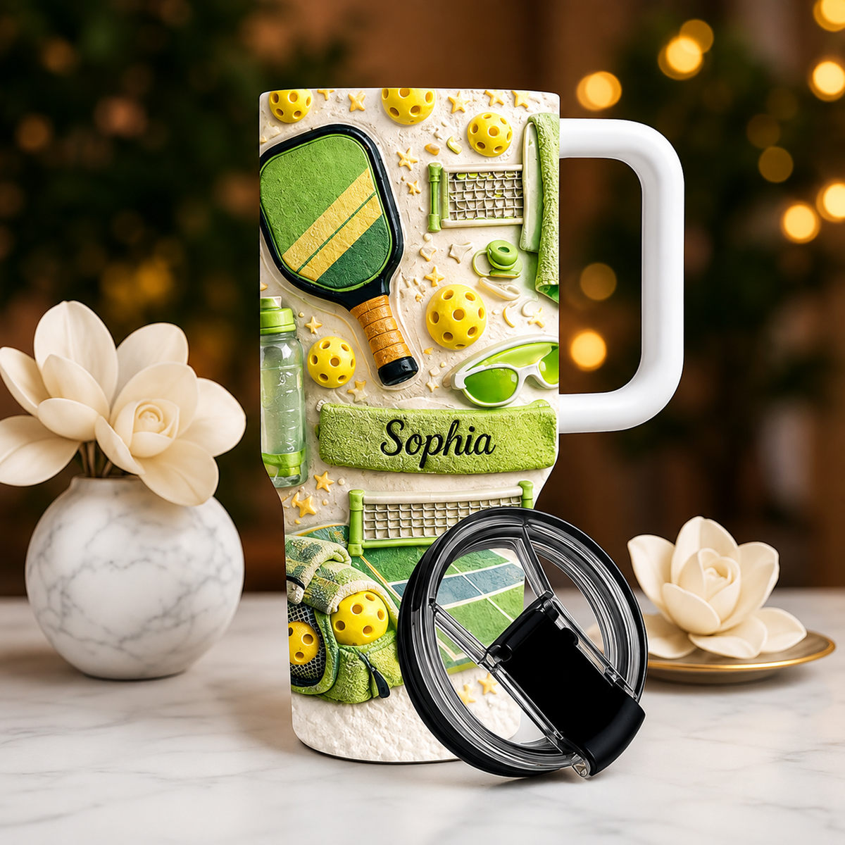 Personalized Pickleball Tumbler With Name, Custom Pickleball Travel Mug, Pickleball Lover Gift, Pickleball Player Cup, Sports Insulated Tumbler