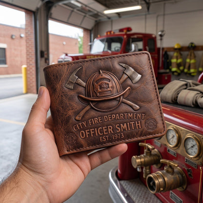 Legend Of The Flame - Personalized Firefighter Leather Wallet
