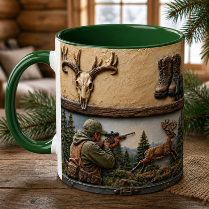 Personalized Hunter Mug – Custom Hunting Name Mug – Deer Hunter Coffee Mug – Hunting Gift for Dad, Husband, Grandpa, Outdoor & Wildlife Lover