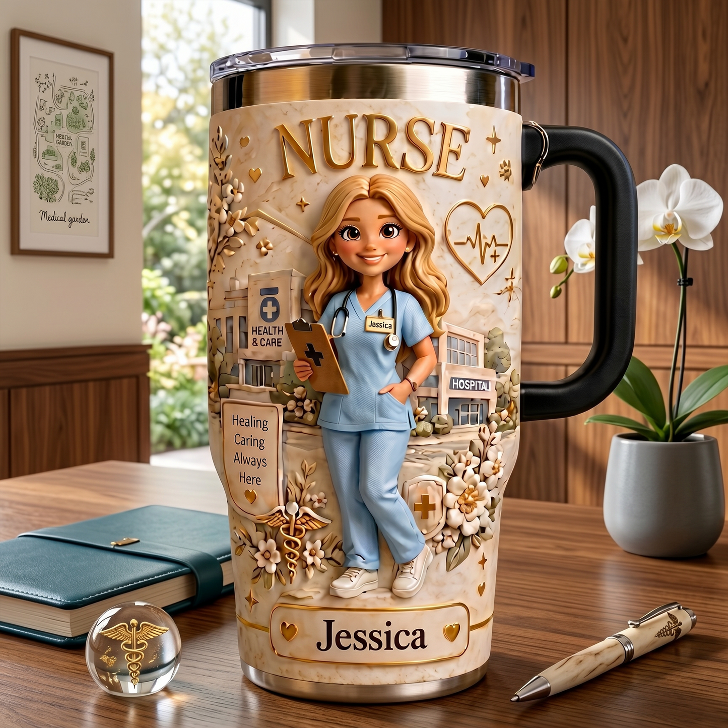 Personalized Nurse Tumbler – Custom Name & Photo Healthcare Gift For Nurses