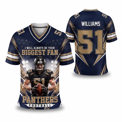 I Will Always Be Your Biggest Fan Personalized All Over Print Football Jersey For Football Mom Grandma Sport Family
