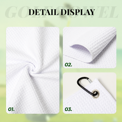 Personalised Cartoon Character Absorbent Waffle Golf Towel with Name and Initial Hanging Clip Sports Accessories Birthday Gift for Golf Player