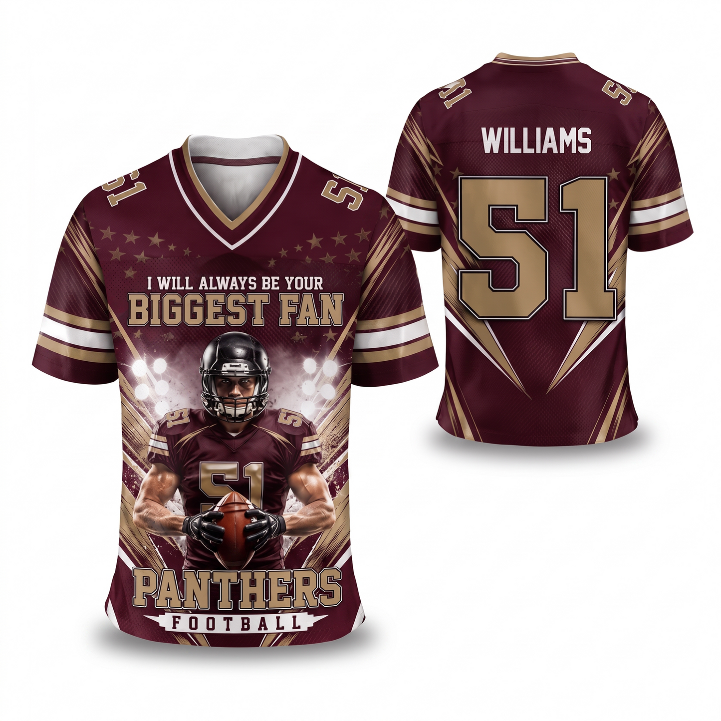 I Will Always Be Your Biggest Fan Personalized All Over Print Football Jersey For Football Mom Grandma Sport Family