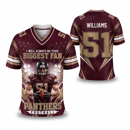 I Will Always Be Your Biggest Fan Personalized All Over Print Football Jersey For Football Mom Grandma Sport Family