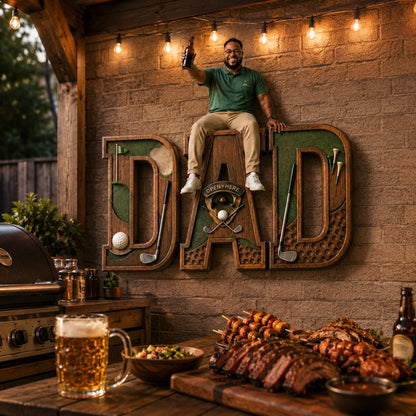 Personalized Golf Dad Wall Bottle Opener – Custom Wooden Golf Home Bar Decor Gift For Dad
