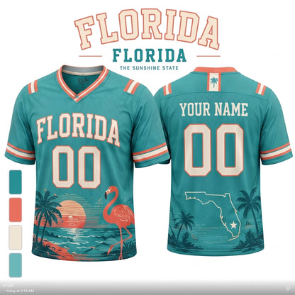 Personalized City State Football Jersey – Custom Name & Number All-Over Print Hybrid Mesh Jersey