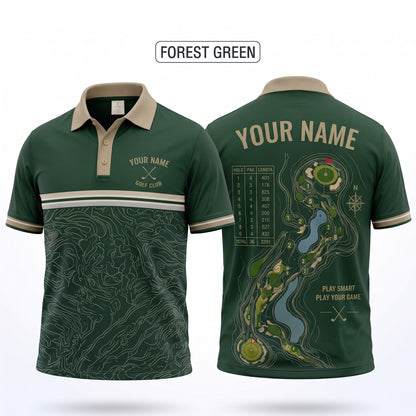 Personalized Golf Course Layout Polo Shirt – Designed for Golf Enthusiasts