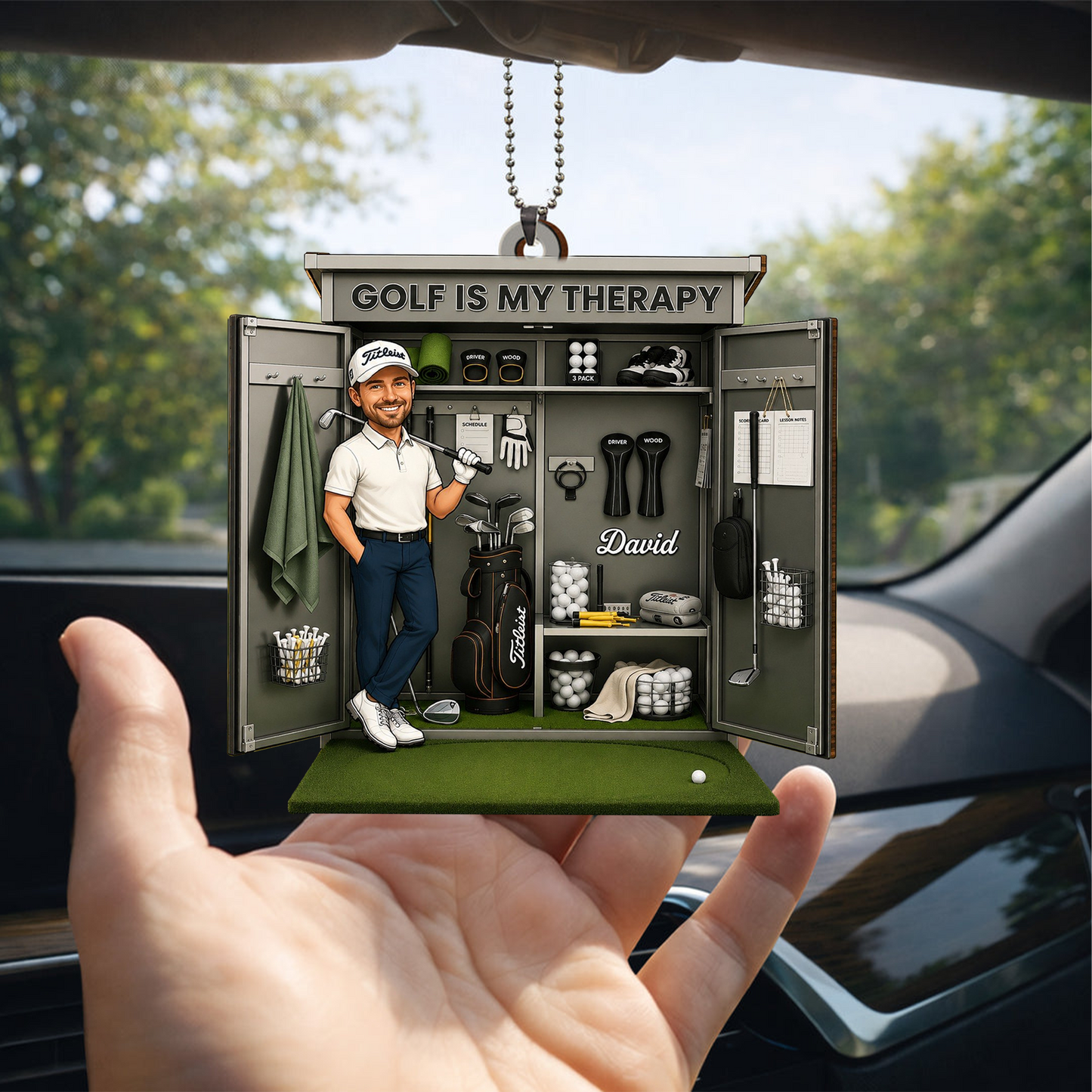 Golf Is My Therapy With Golf Clubs And Balls, Personalized Custom Wood Ornament, Gift For Golf Lovers And Sports Enthusiasts