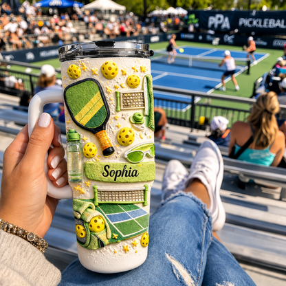Personalized Pickleball Tumbler With Name, Custom Pickleball Travel Mug, Pickleball Lover Gift, Pickleball Player Cup, Sports Insulated Tumbler