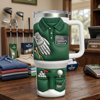 Capture The Spirit Of Golfing, Polo Shirt & Glove, 40oz Tumbler With Handle, Personalized Gift For Golfers And Golf Lovers