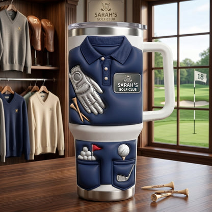 Capture The Spirit Of Golfing, Polo Shirt & Glove, 40oz Tumbler With Handle, Personalized Gift For Golfers And Golf Lovers