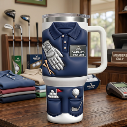 Capture The Spirit Of Golfing, Polo Shirt & Glove, 40oz Tumbler With Handle, Personalized Gift For Golfers And Golf Lovers