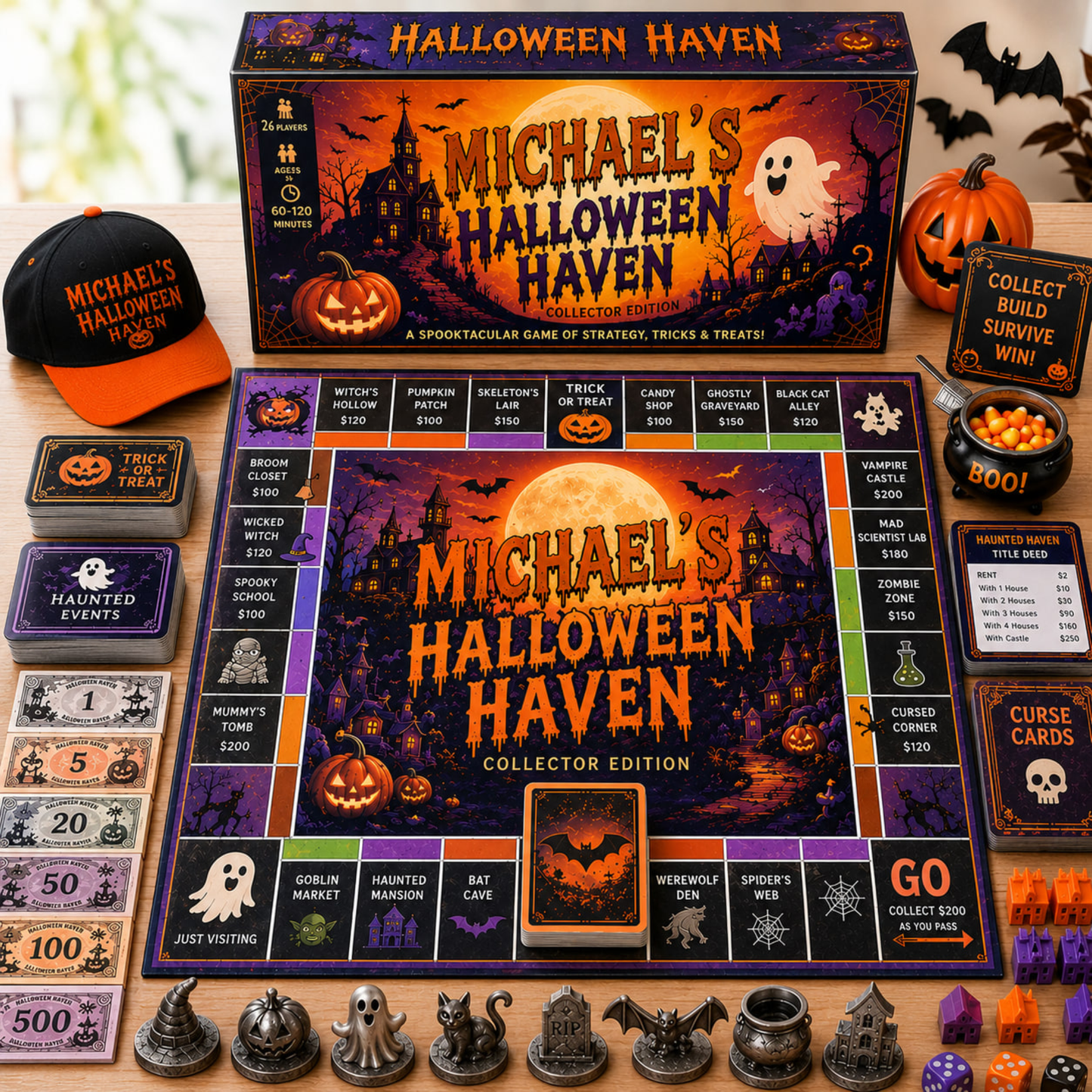 Premium Halloween Collector’s Edition Board Game, Spooky Haunted Haven Strategy Game, Family Board Game for Halloween Party & Game Night