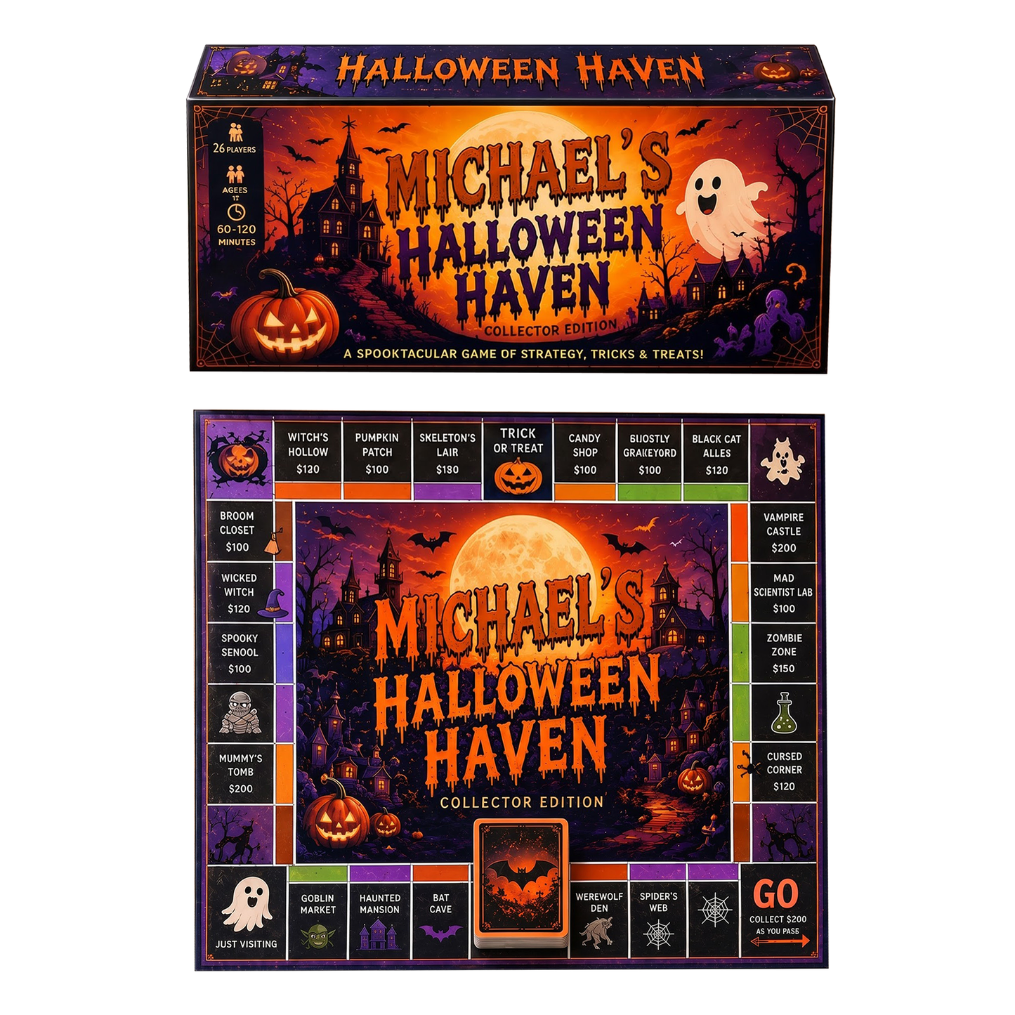 Premium Halloween Collector’s Edition Board Game, Spooky Haunted Haven Strategy Game, Family Board Game for Halloween Party & Game Night