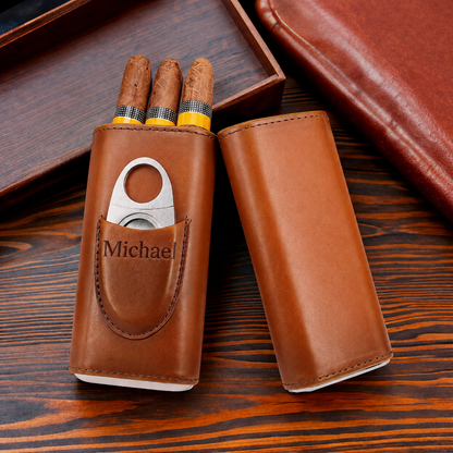Legend Of The Highway - Personalized Trucker Leather Cigar Humidor Case