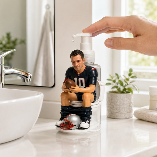 Personalized Football Player Pump Dispenser, Custom Name & Number Soap Dispenser, Funny Bathroom Decor Gift for Football Fans