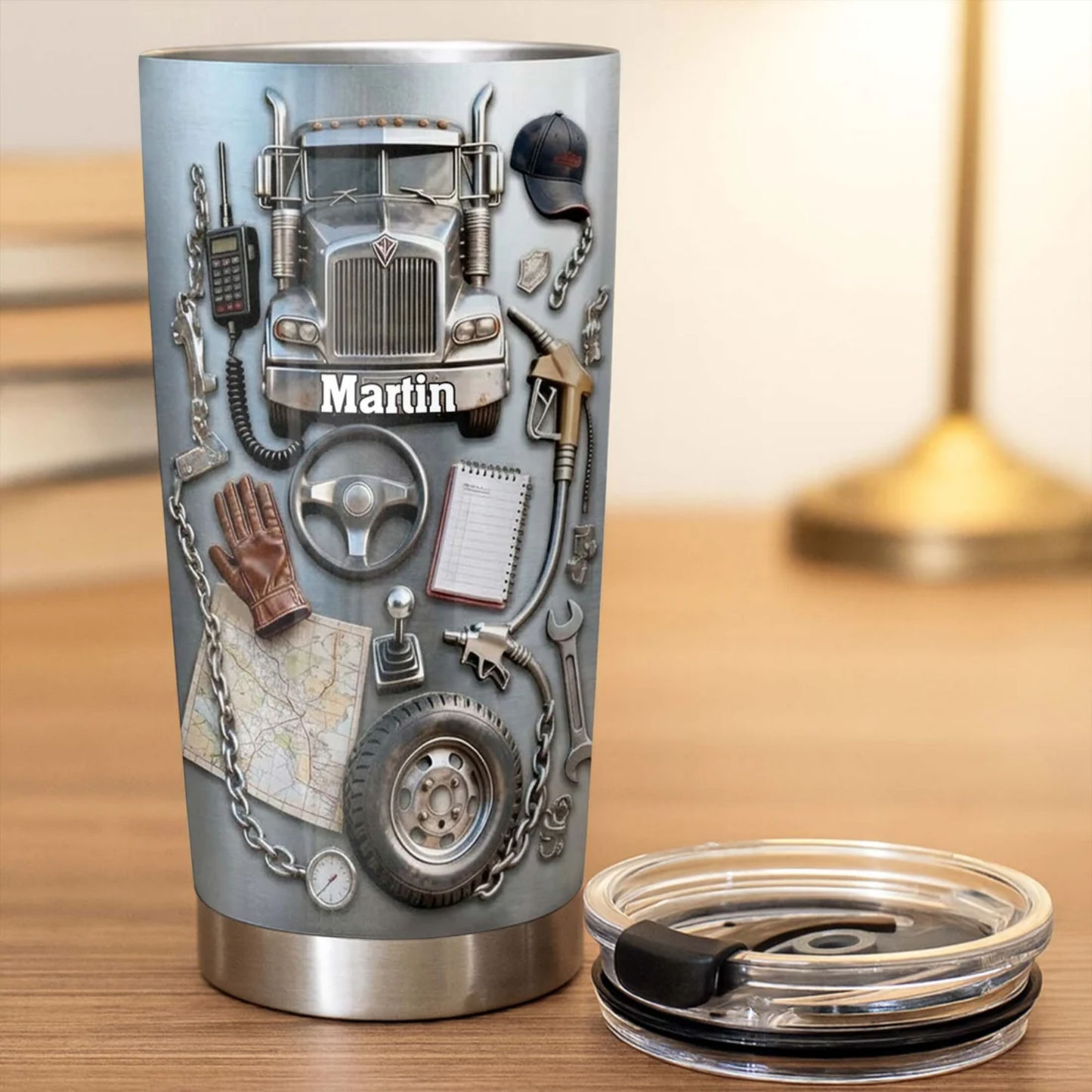 Personalized Truck & Tools Stainless Steel Tumbler 20oz – Custom Gift for Truck Drivers, Mechanics & Truck Enthusiasts