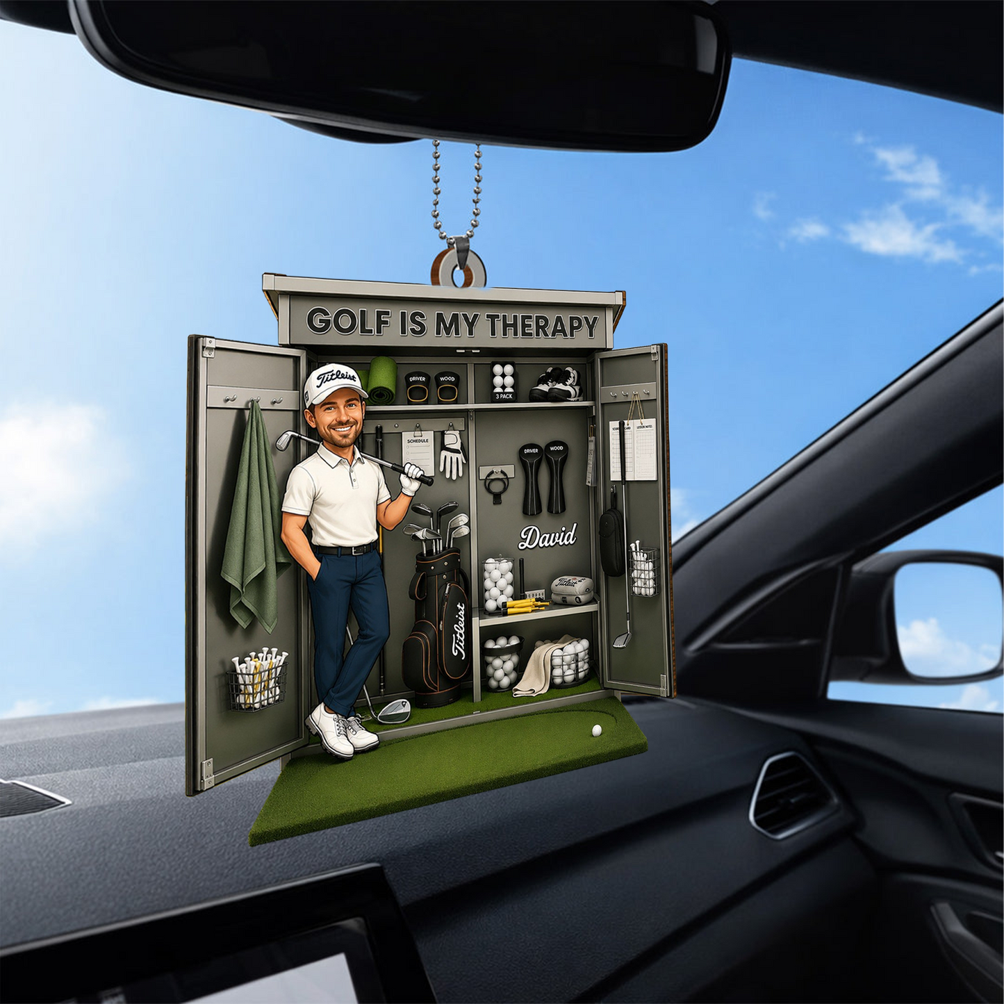 Golf Is My Therapy With Golf Clubs And Balls, Personalized Custom Wood Ornament, Gift For Golf Lovers And Sports Enthusiasts