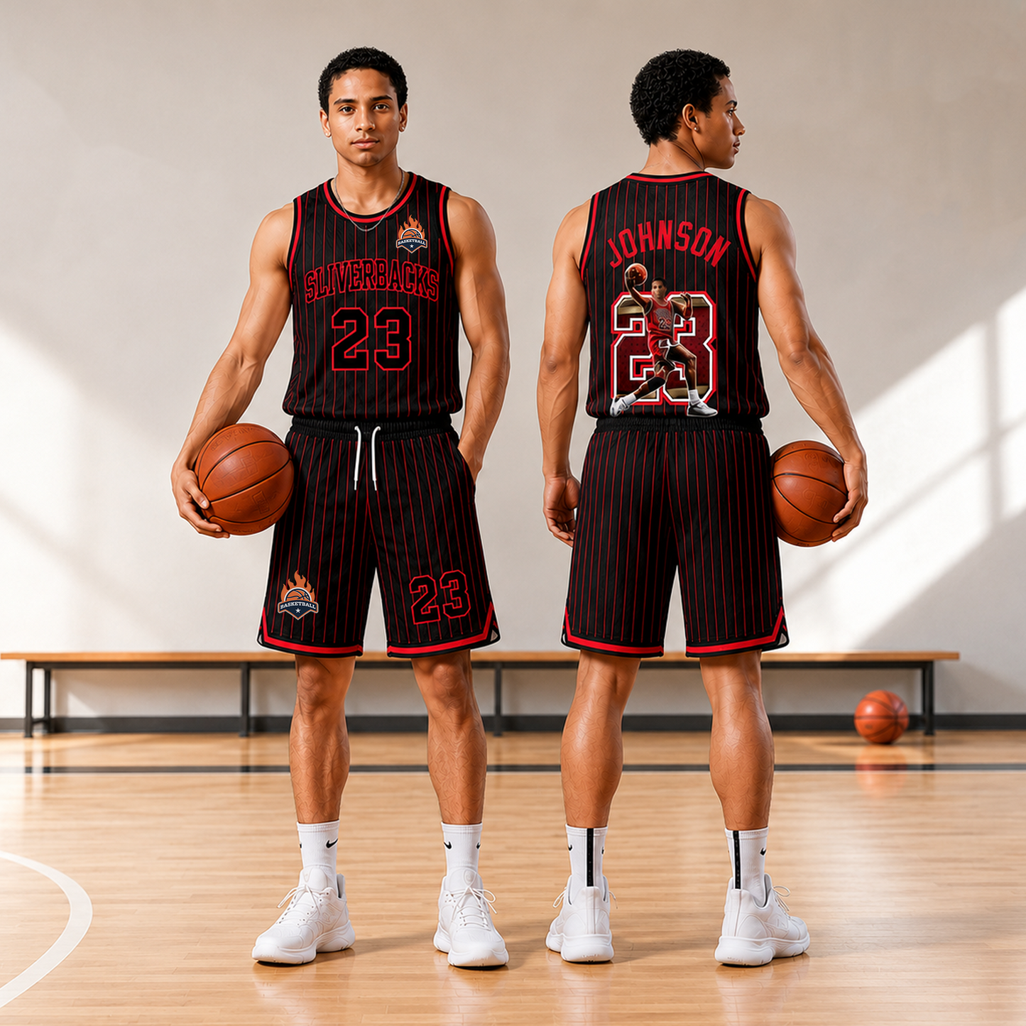 Custom Basketball Jersey & Shorts Set, Personalized Team Name Number Logo Uniform, Basketball Set Custom