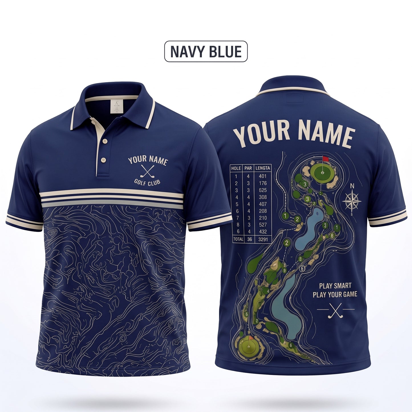 Personalized Golf Course Layout Polo Shirt – Designed for Golf Enthusiasts