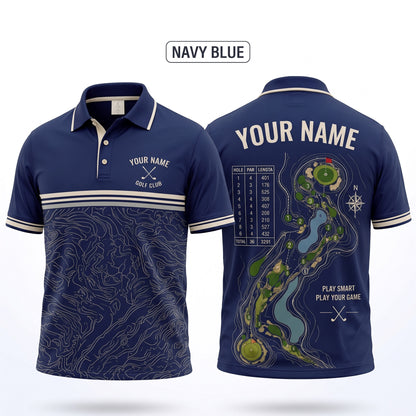 Personalized Golf Course Layout Polo Shirt – Designed for Golf Enthusiasts