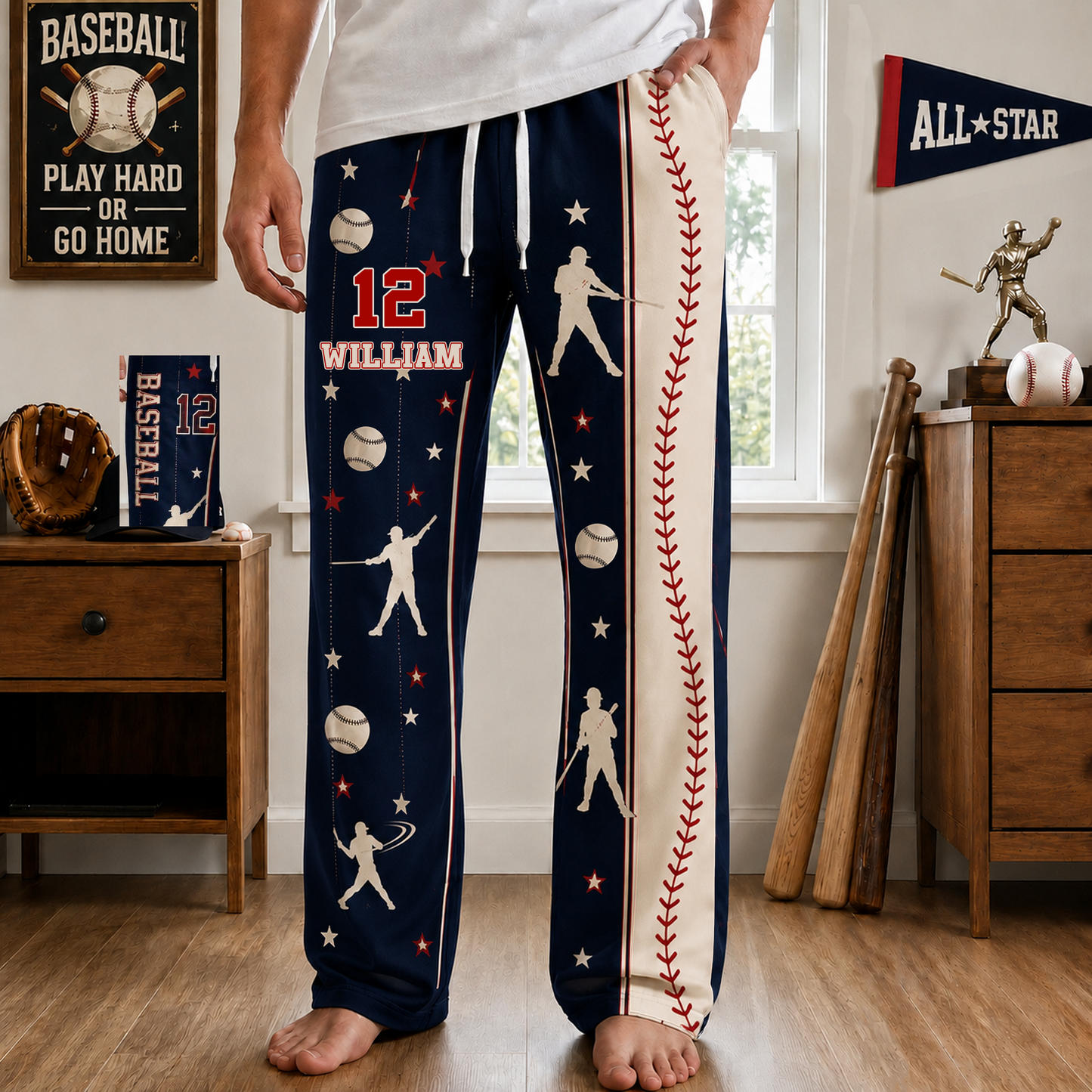 Custom Name & Number For Baseball, Softball, Soccer, Football, Basketball, Hockey Lover - Personalized Lounge Pants