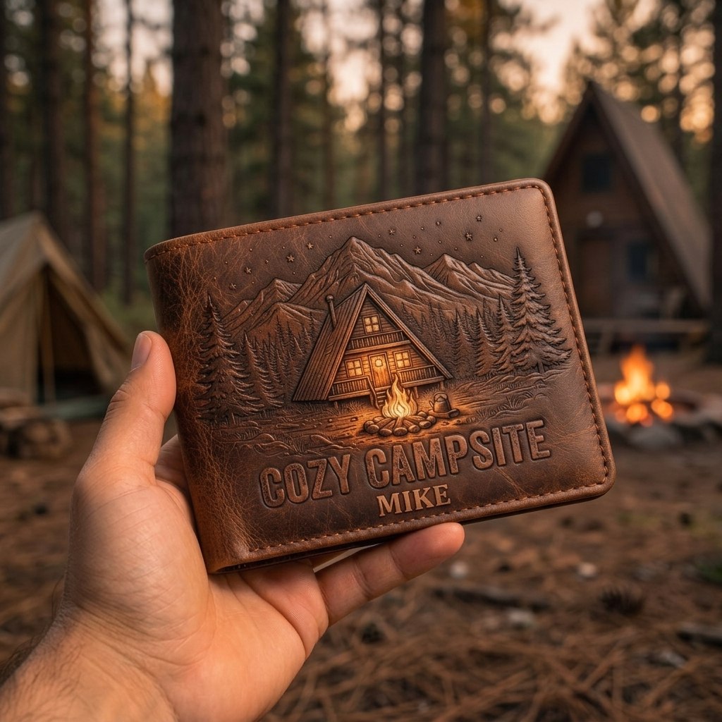 Legend Of The Campsite - Personalized Camping Leather Wallet