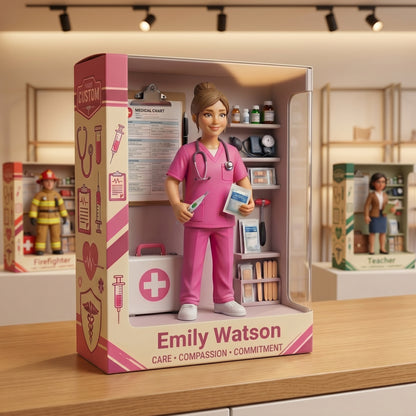 Personalized Nurse Acrylic Display Case, Custom Name Medical Diorama Keepsake, Healthcare Worker Gift, Nurse Desk Decor