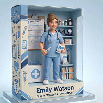 Personalized Nurse Acrylic Display Case, Custom Name Medical Diorama Keepsake, Healthcare Worker Gift, Nurse Desk Decor