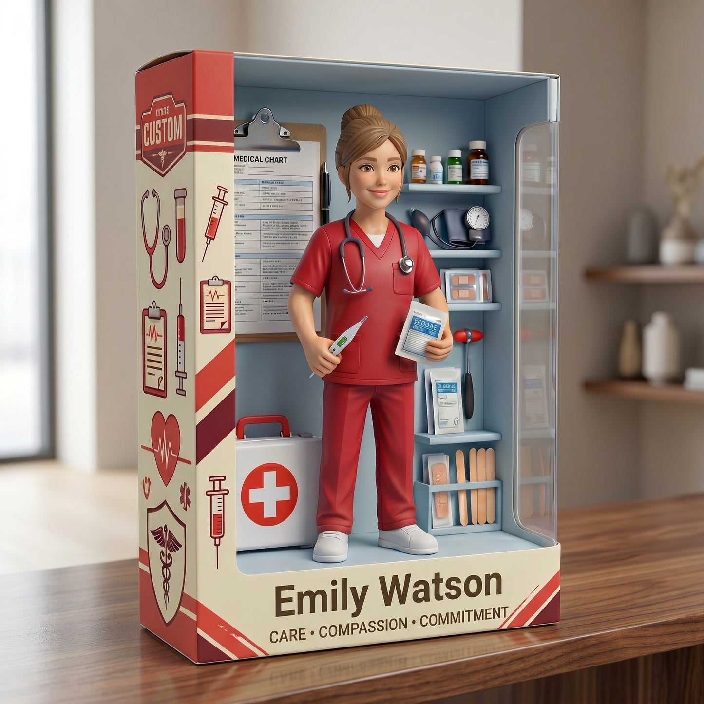 Personalized Nurse Acrylic Display Case, Custom Name Medical Diorama Keepsake, Healthcare Worker Gift, Nurse Desk Decor